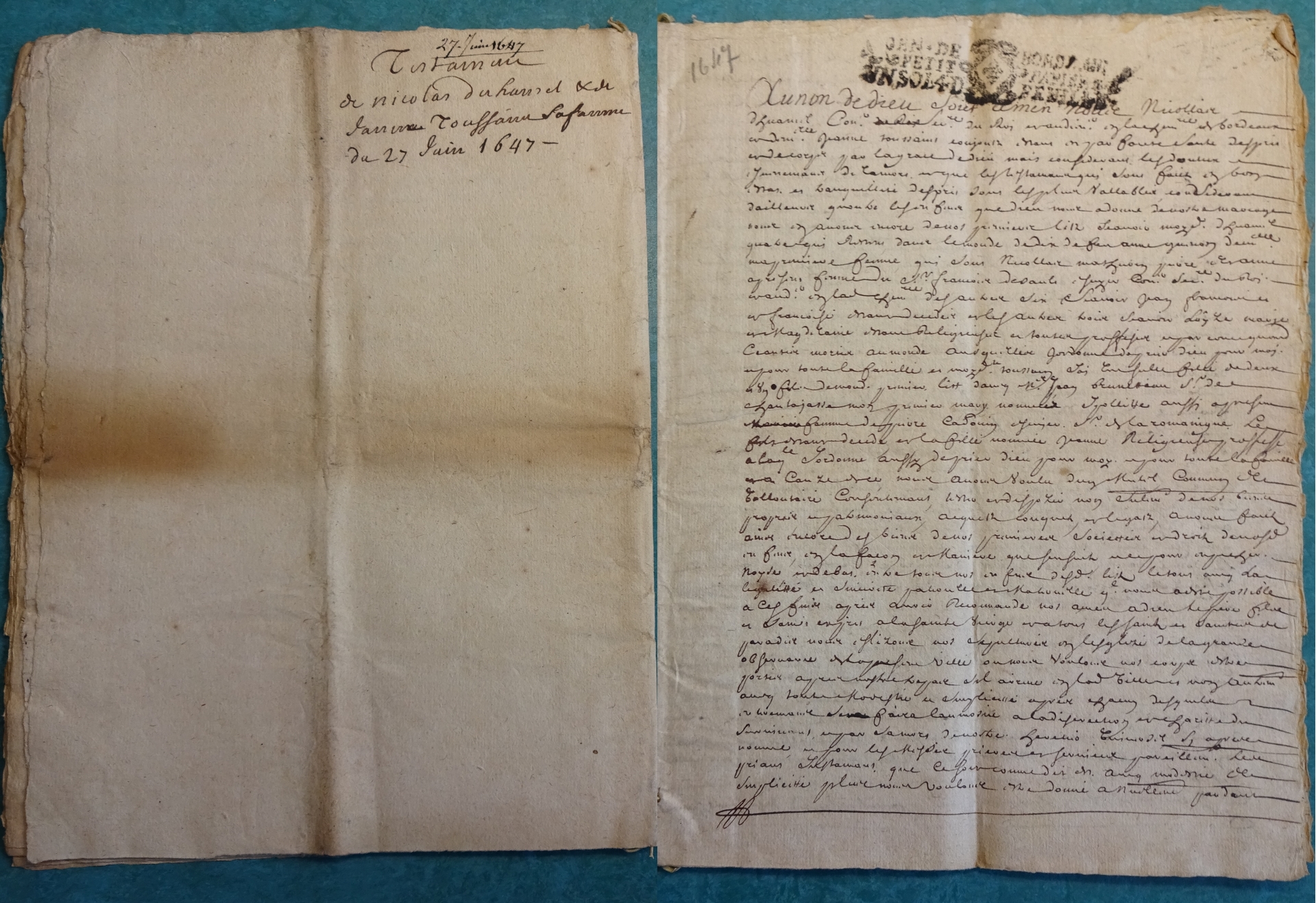 Testament page 1