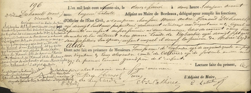 Acte de naissance d'Alice