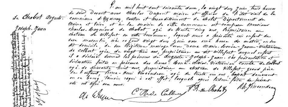 Acte de naissance de Jean