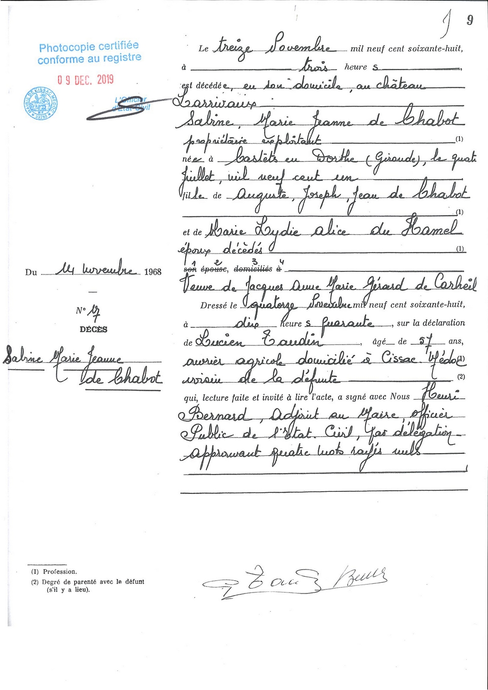 acte de deces