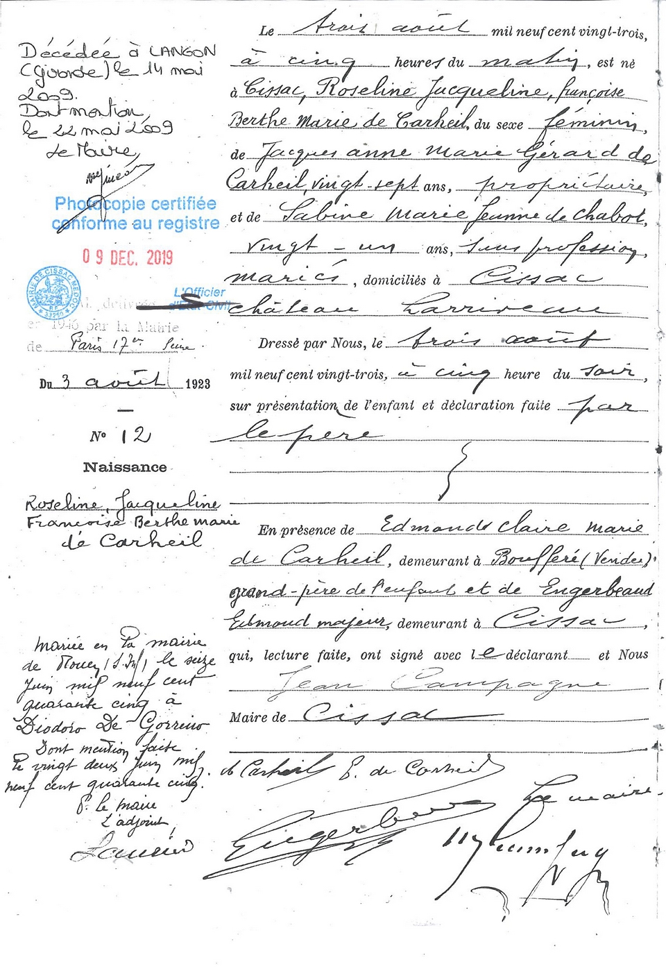acte naissance