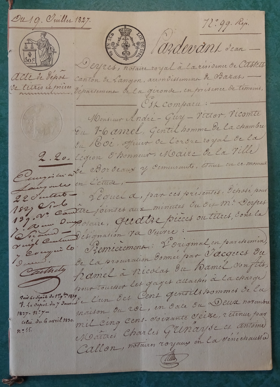 Acte de dépôt