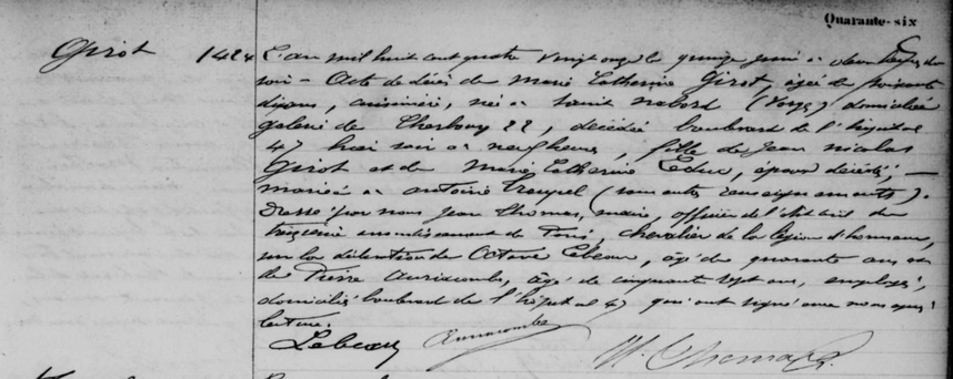 Acte de décès de Marie Catherine GIROT