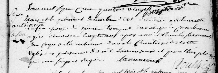 Acte de décès d'Antoinette LAFON