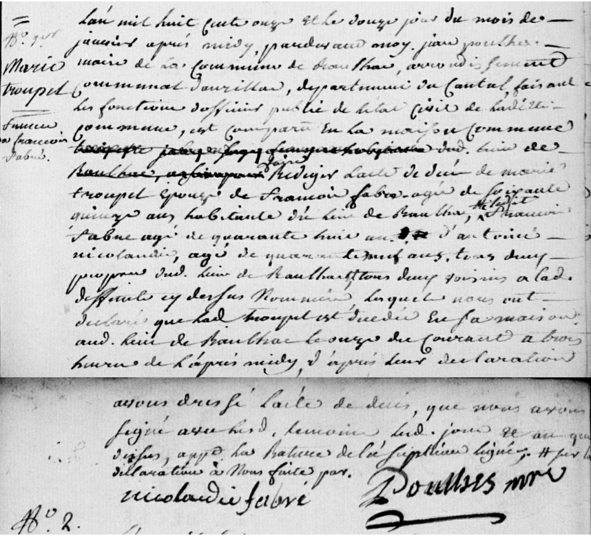 Acte de décès de Marie TROUPEL