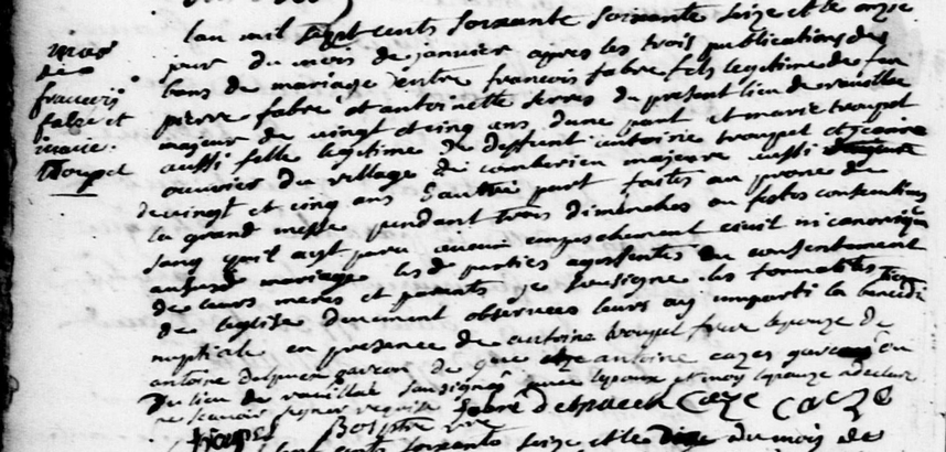 Acte de Mariage de Marie TROUPEL et François FABRE