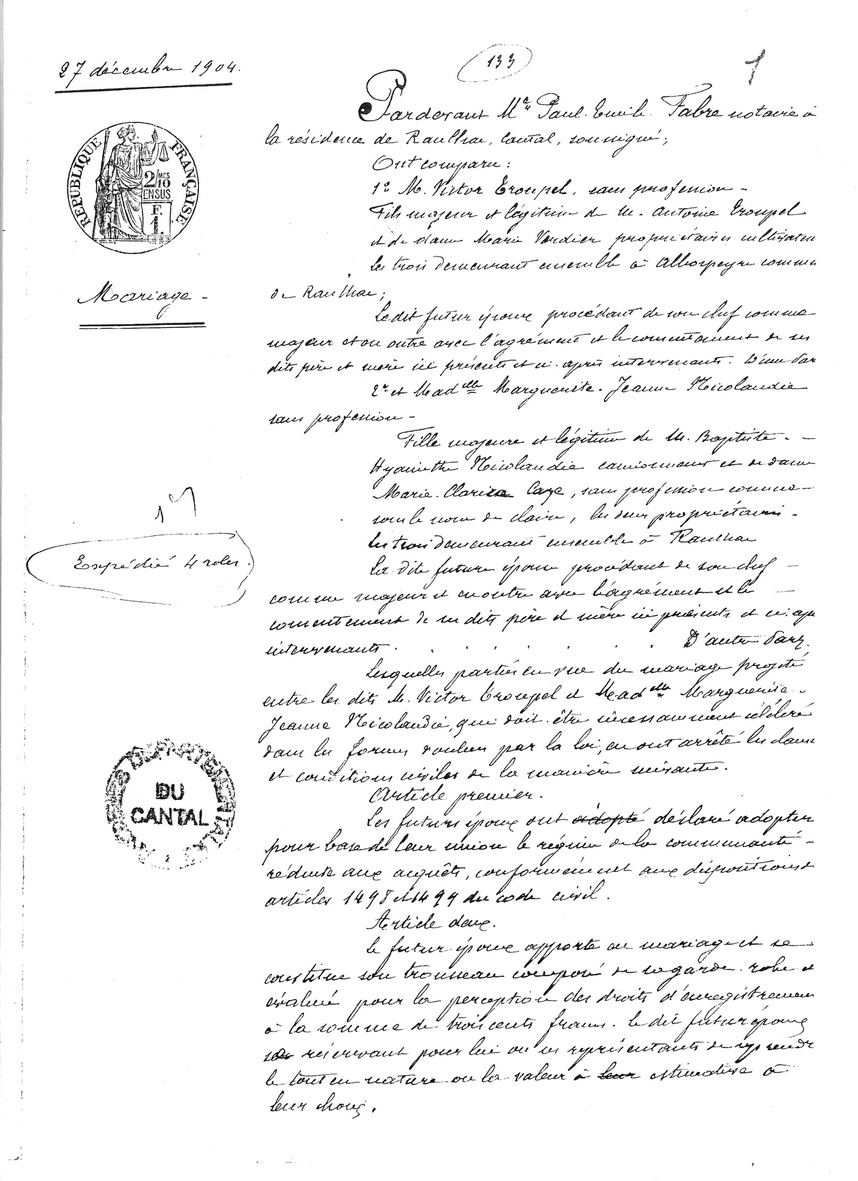 Contrat de mariage page 1/4